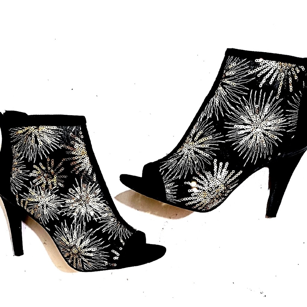 Charming Charlie Black Peep Toe Booties size 6